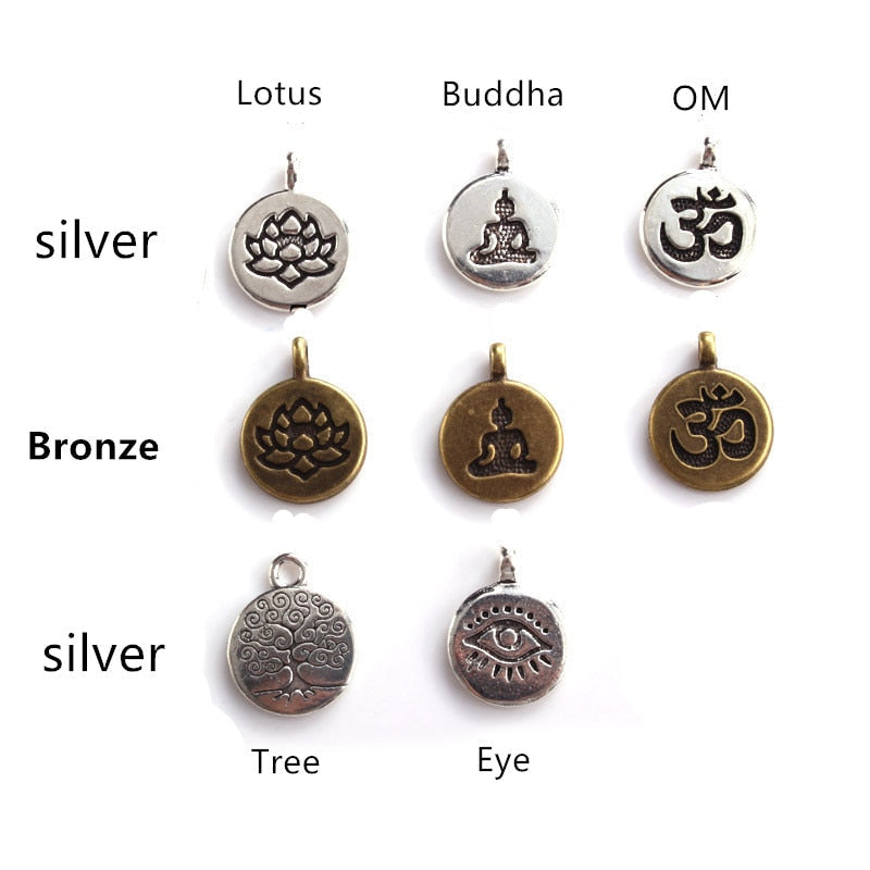8mm Tiger Eye Stone Beads Strand Charm Chakra Bracelet or Necklace Yoga Lotus OM Buddha 108 Mala Bracelet for Men Women