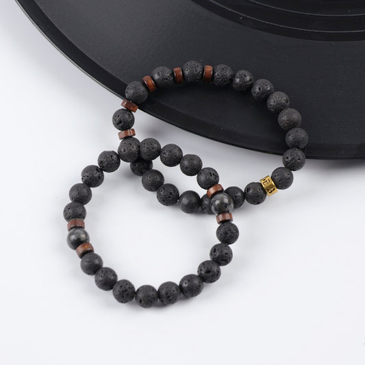Amazon's Best-Selling Volcanic Stone Bracelet Men's Accessories Casual Meditation Versatile Punk Inscription Bracelet Men's Bracelet - image 2