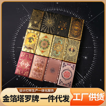Cross-Border Exclusive Supply of Genuine Tarot Cards, Pet Waterproof Color Printing, Full Set of Customized Gold Foil Beginner Board Game Cards, Educational - image 1