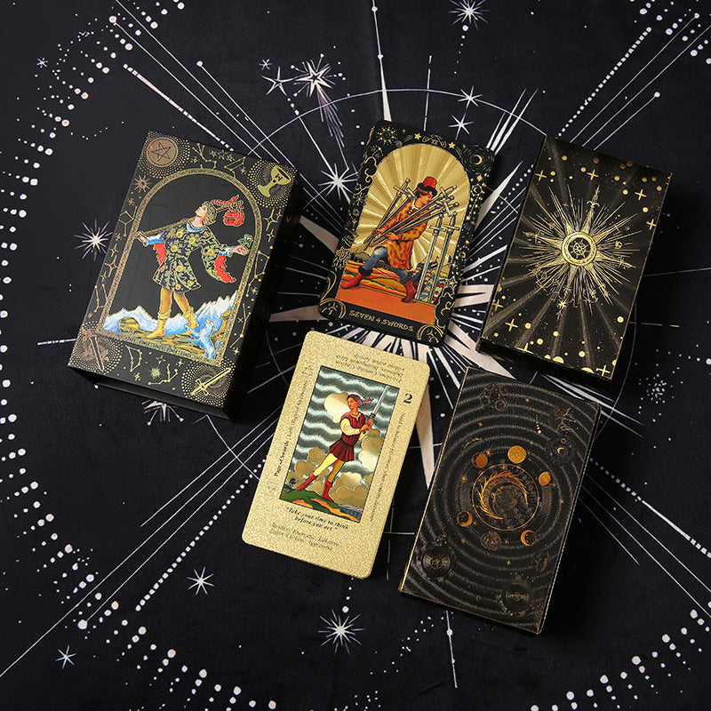 Cross-Border Exclusive Supply of Genuine Tarot Cards, Pet Waterproof Color Printing, Full Set of Customized Gold Foil Beginner Board Game Cards, Educational - image 2