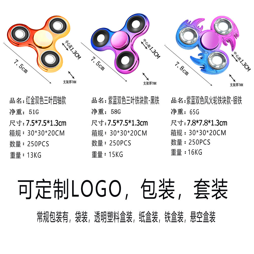 Factory Direct Sales of Cross-Border Popular Colorful Fingertip Spinning Top Toys, Two-Color Gradient Children's Stress-Relief Spinning Top Toys - image 2