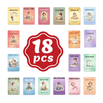 18 Children's Mindfulness Practice Cards, Deep Breathing, Reading, Nature Interaction, Watercolor Illustrations, Emotional Regulation - image 1
