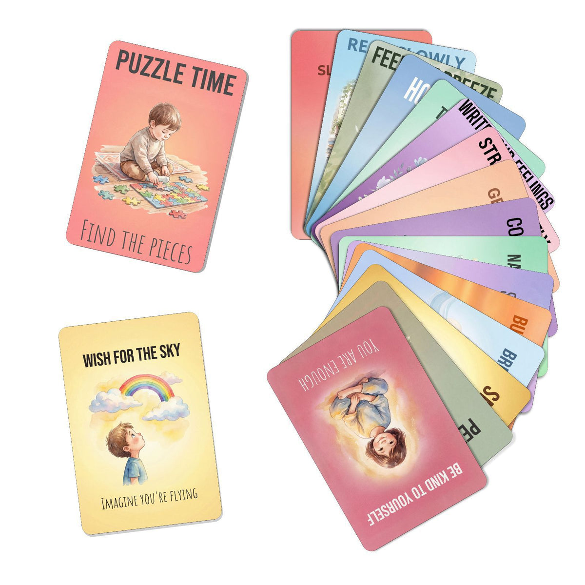 18 Children's Mindfulness Practice Cards, Deep Breathing, Reading, Nature Interaction, Watercolor Illustrations, Emotional Regulation - image 4