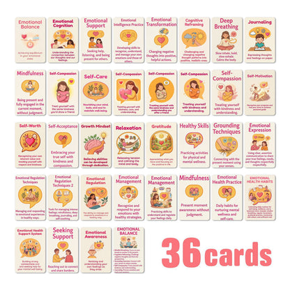 Emotional Health and Psychological Healing Cards Set of 36 Pieces, Ins-Style Journaling Materials, Wall Decoration, Mindfulness Practice Cards - image 1