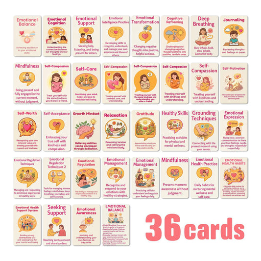 Emotional Health and Psychological Healing Cards Set of 36 Pieces, Ins-Style Journaling Materials, Wall Decoration, Mindfulness Practice Cards - image 1