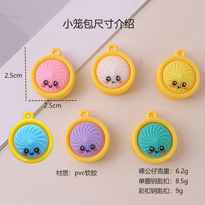 Cross-Border Hot-Selling Q-Cute Realistic Bun-Shaped Stress-Relief Keychain, Internet-Famous Popular Xiaolongbao Pendant - image 2
