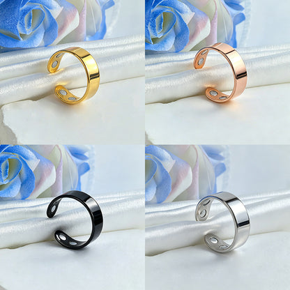 Amazon Stainless Steel Double Magnetic Ring Anti-Snoring Open Ring Double Magnet Stress Relief Ring Titanium Steel Jewelry - image 2