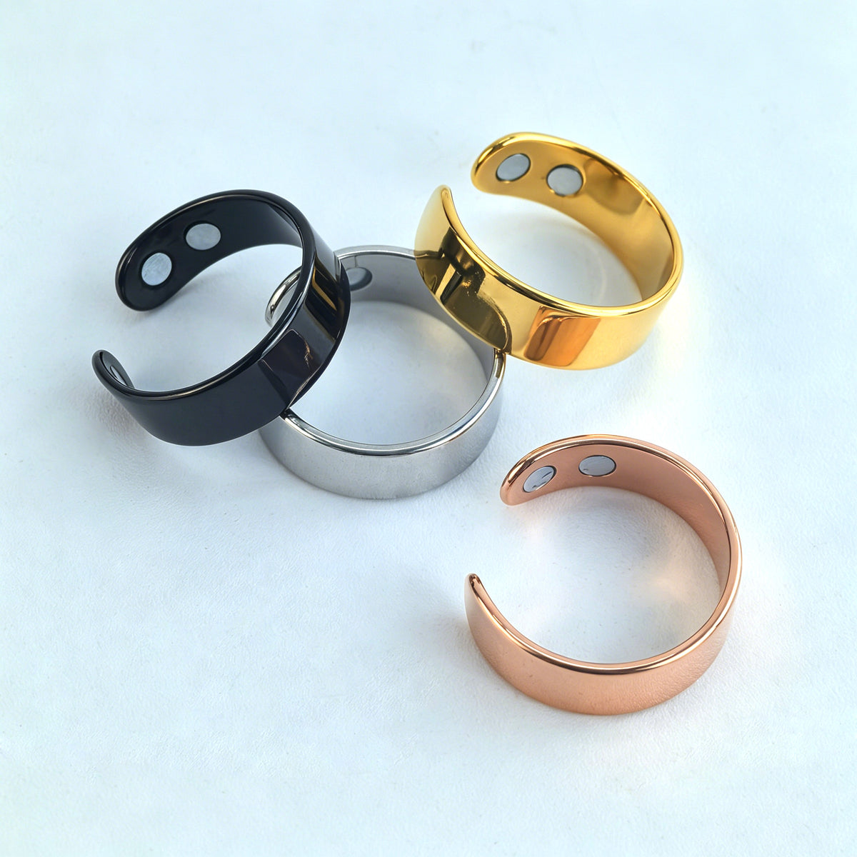 Amazon Stainless Steel Double Magnetic Ring Anti-Snoring Open Ring Double Magnet Stress Relief Ring Titanium Steel Jewelry - image 3