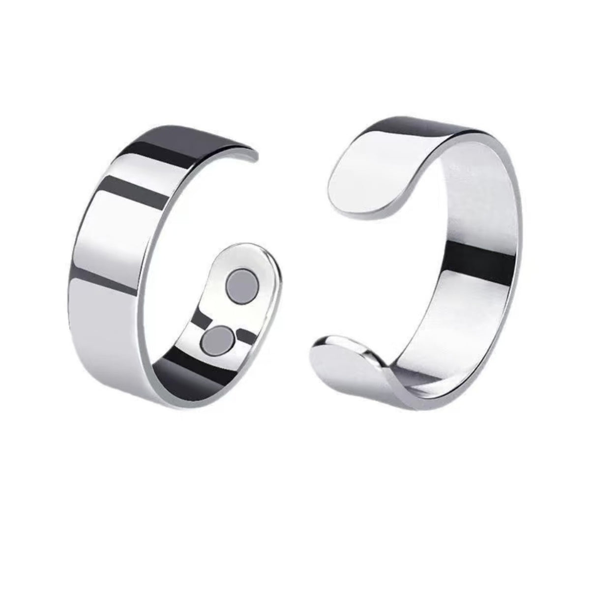 Amazon Stainless Steel Double Magnetic Ring Anti-Snoring Open Ring Double Magnet Stress Relief Ring Titanium Steel Jewelry - image 4