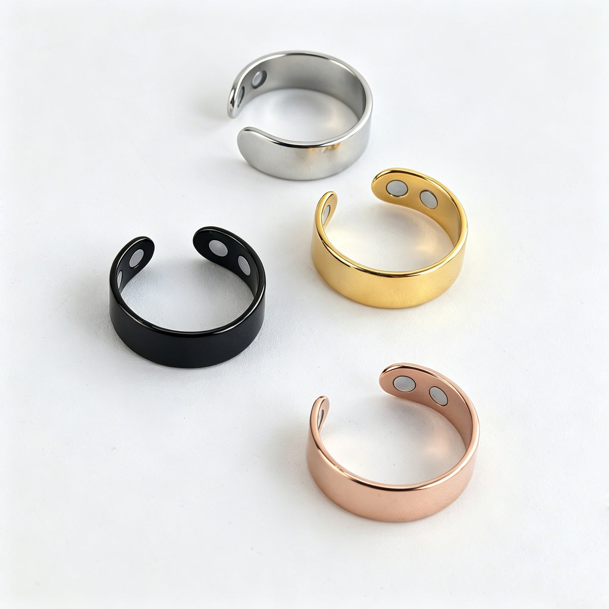 Amazon Stainless Steel Double Magnetic Ring Anti-Snoring Open Ring Double Magnet Stress Relief Ring Titanium Steel Jewelry - image 5