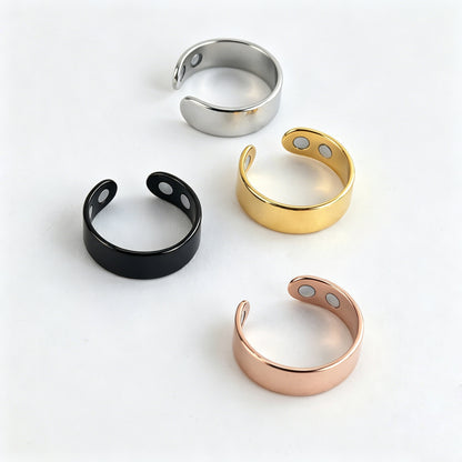 Amazon Stainless Steel Double Magnetic Ring Anti-Snoring Open Ring Double Magnet Stress Relief Ring Titanium Steel Jewelry - image 5