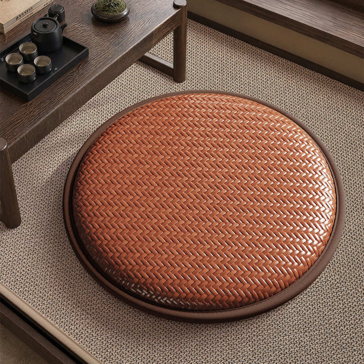 Tatami Futon Cushion, Meditation Cushion, Floor Meditation Mat, Balcony Bay Window Rattan Woven Home Seat Cushion, Cooling Mat - image 1