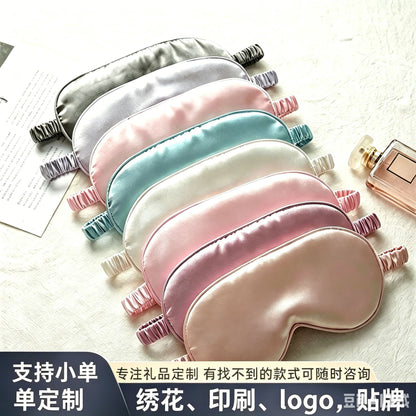 Cross-Border Double-Sided Satin Imitation Silk Eye Mask, Light-Blocking Sleep Mask, Elastic Travel Nap Eye Mask, Printed Eye Mask, Wholesale - image 2