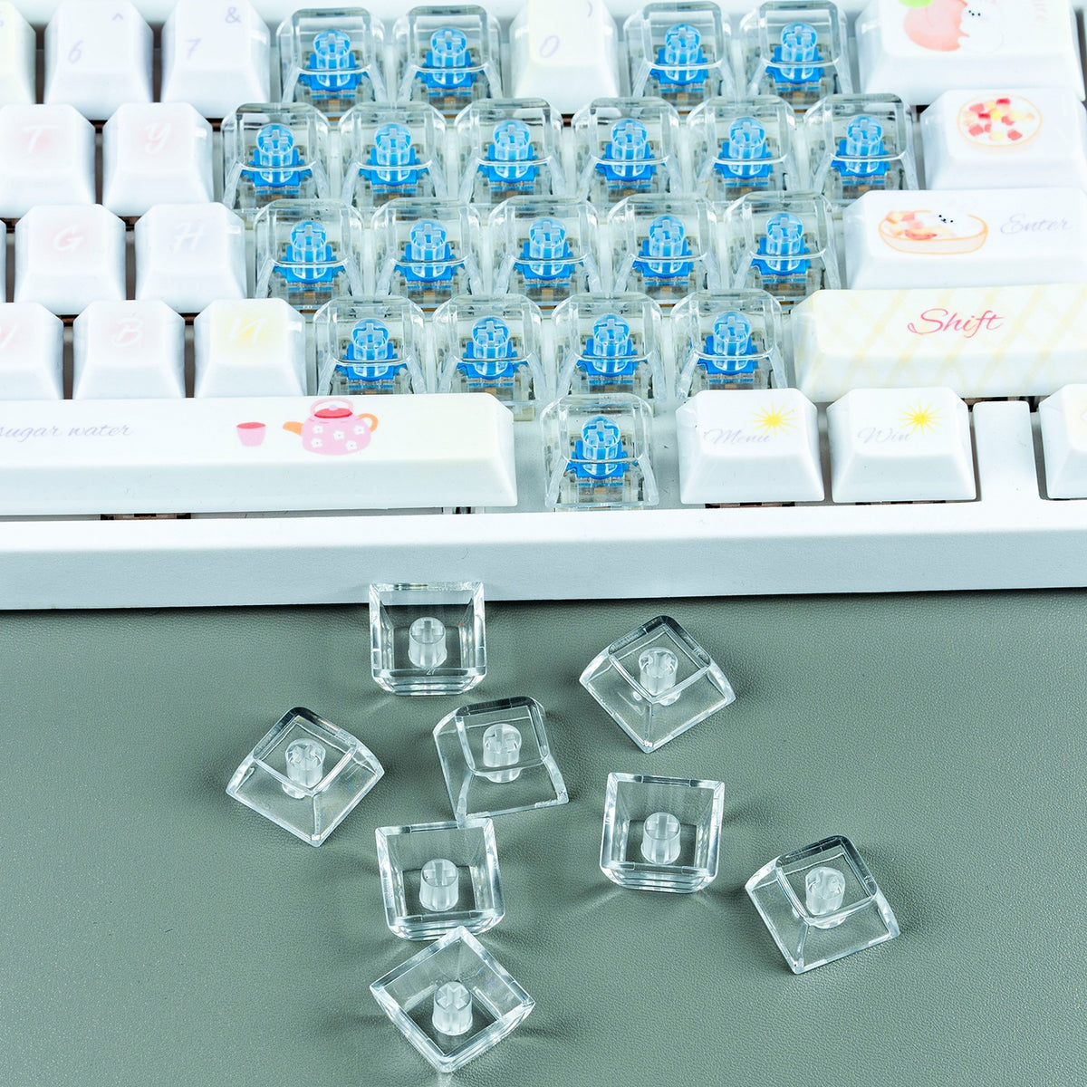 Cross-border stress-relief keycap material, single keycap for cross-key mechanical keyboard, MDA profile, highly transparent, black translucent, multi-color - image 3