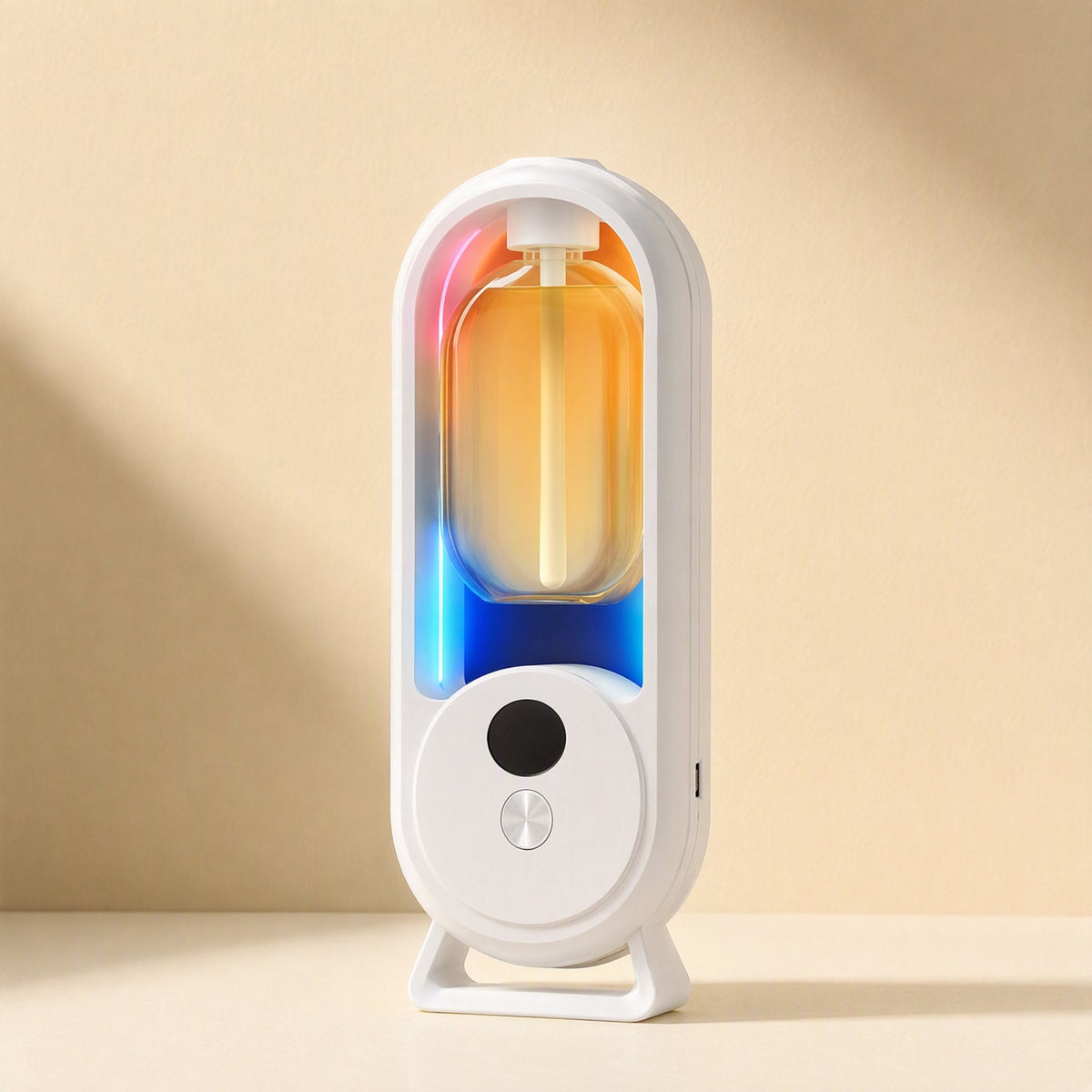 Cylindrical aromatherapy diffuser with five-level digital display and colored lights