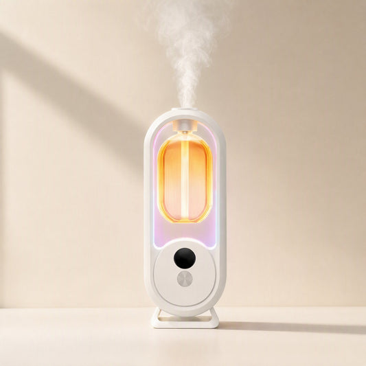 Cylindrical aromatherapy diffuser with five-level digital display and colored lights - view 2