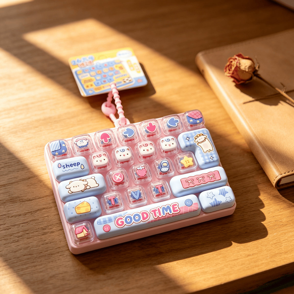 Trendy Creative Cartoon Animal Diary 26-Grid Stress Relief Keyboard Keychain Pendant Desktop Ornament Student Bag Decoration - image 2