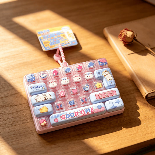 Trendy Creative Cartoon Animal Diary 26-Grid Stress Relief Keyboard Keychain Pendant Desktop Ornament Student Bag Decoration - image 2