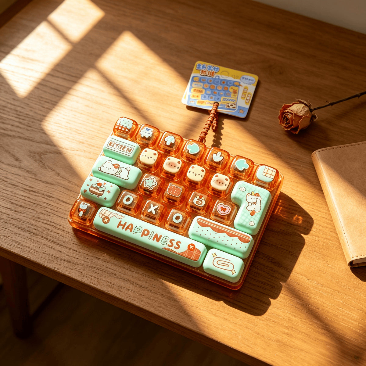 Trendy Creative Cartoon Animal Diary 26-Grid Stress Relief Keyboard Keychain Pendant Desktop Ornament Student Bag Decoration - image 4