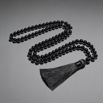 New cross-border 108-bead long tassel necklace with tiger eye stone and African turquoise, suitable for yoga and meditation - image 4