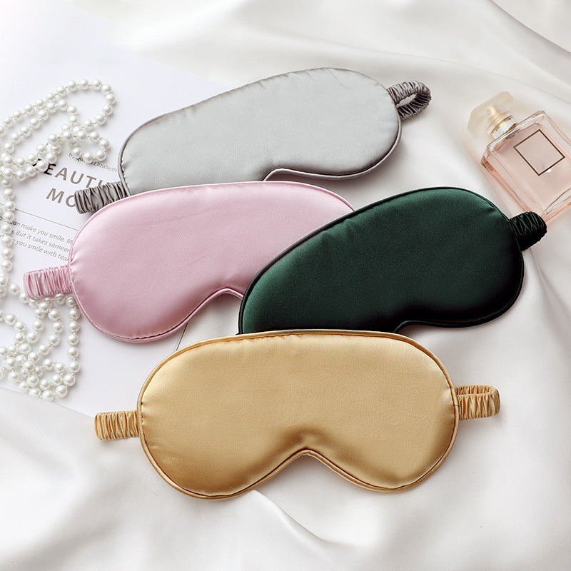Simulated silk sleep eye mask for nap, light-blocking, breathable, elastic, eye-protecting, with printed logo, double-sided silk eye mask, in stock - image 2