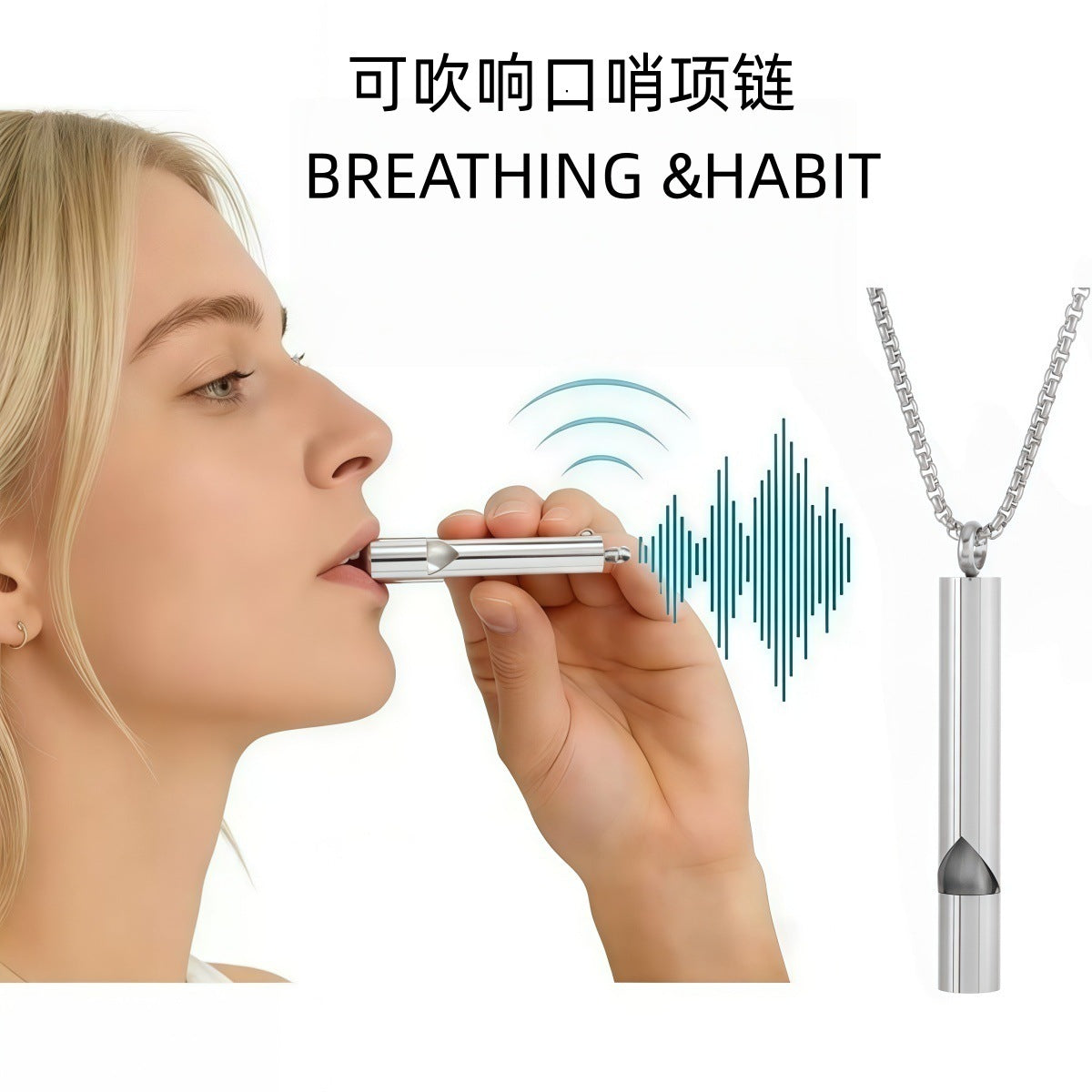 New Mindfulness Meditation Stress Relief Whistle, Meditation Breathing Whistle, Smoking Cessation Aid Necklace - image 1