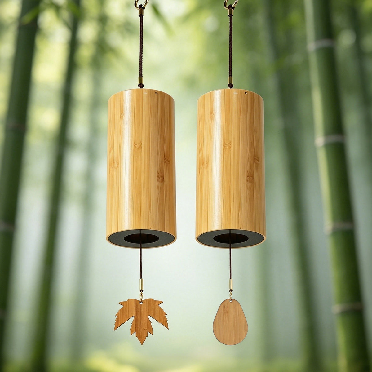 Bamboo wind chimes for outdoor gardens, offering soothing sounds for relaxation and meditation, Japanese-style, four-season design, wholesale - image 2