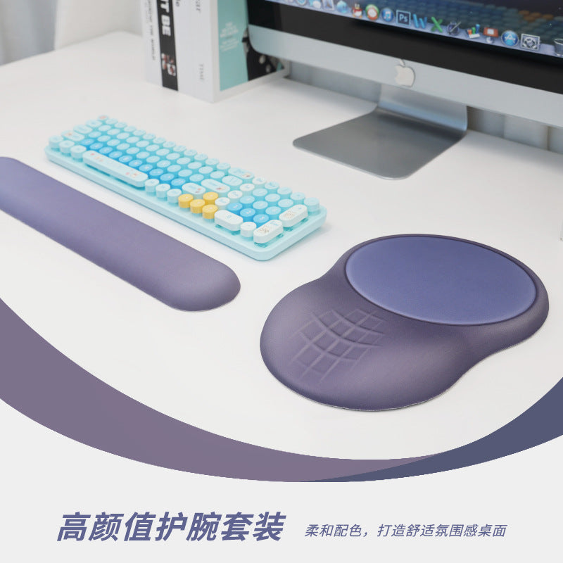 Ergonomic wrist rest mouse pad two-piece set, soft slow-rebound keyboard wrist support, computer office stress-relief wrist pad - image 1