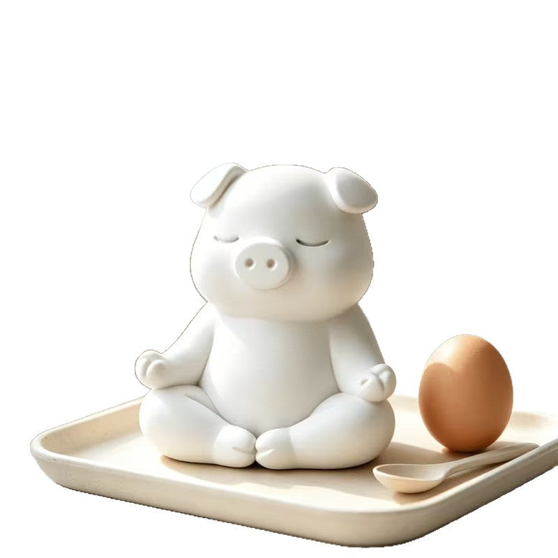 New cross-border 3D printed creative meditation pig ornament, Zen-style sitting pig, healing desktop decoration for quiet contemplation with eyes closed - image 5