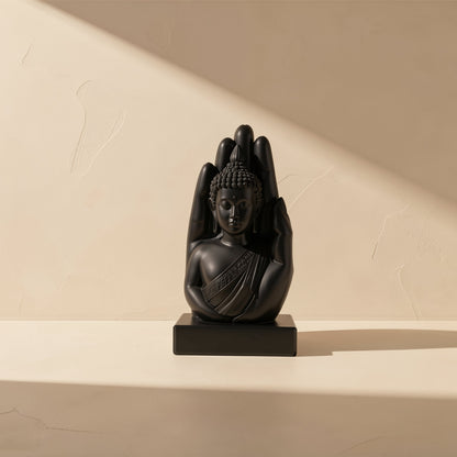 Plastic 3D printed Buddha hand sculpture with a meditation theme - view 2