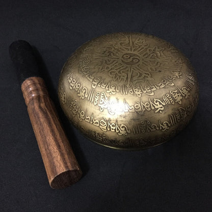 12cm New Design Nepal Chakra Yoga Singing Bowl Buddhism Brass Tibet Mantra Singing Bowls with Leather Stick and Cushion
