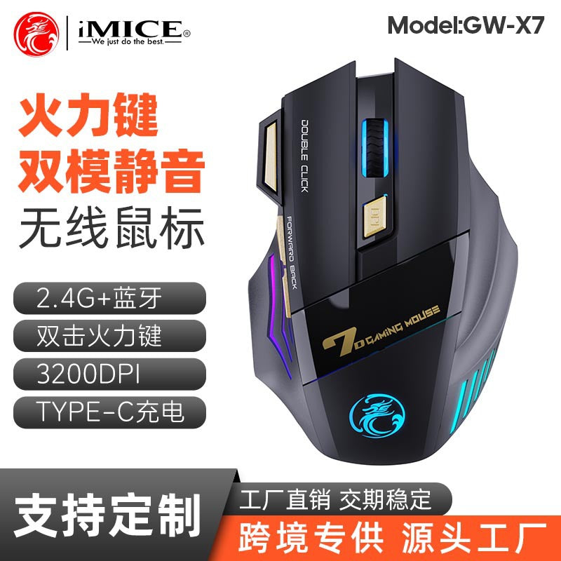 Imice Factory Direct Supply 7-Button Double-Click-Free 2.4g Silent Rechargeable Colorful Breathing Light Wireless Gaming Mouse - image 1