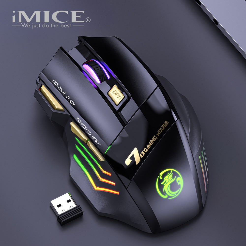 Imice Factory Direct Supply 7-Button Double-Click-Free 2.4g Silent Rechargeable Colorful Breathing Light Wireless Gaming Mouse - image 4