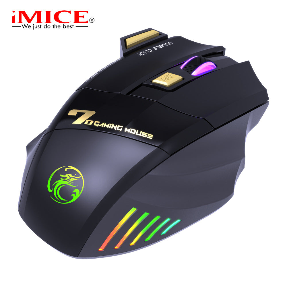 Imice Factory Direct Supply 7-Button Double-Click-Free 2.4g Silent Rechargeable Colorful Breathing Light Wireless Gaming Mouse - image 5