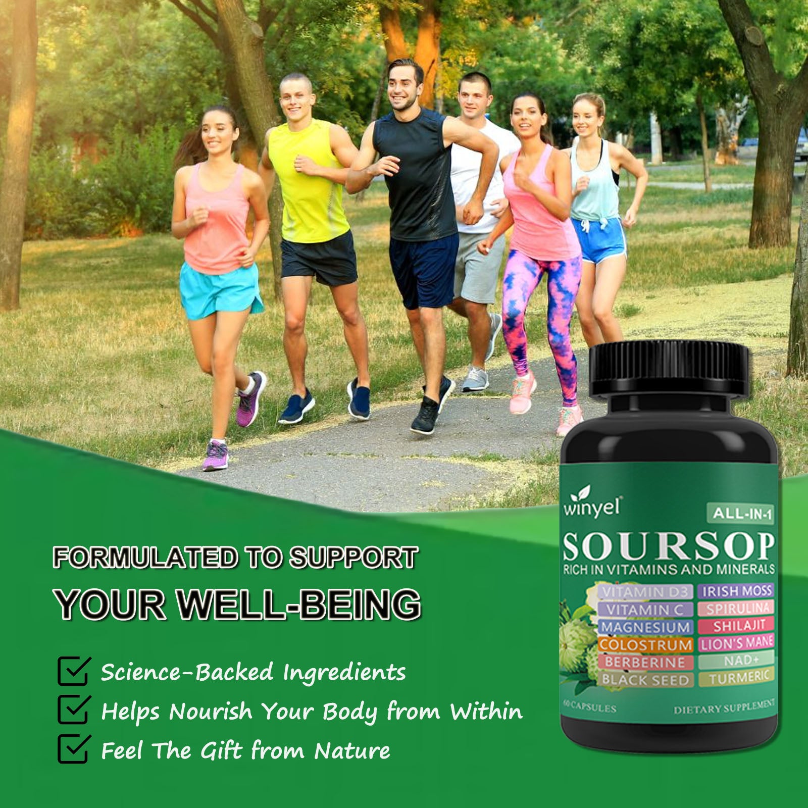 Soursop Supplement Containing 20 Herbal Extracts Including