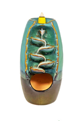 Ceramic Backflow Incense Burner (Blue/Green)
