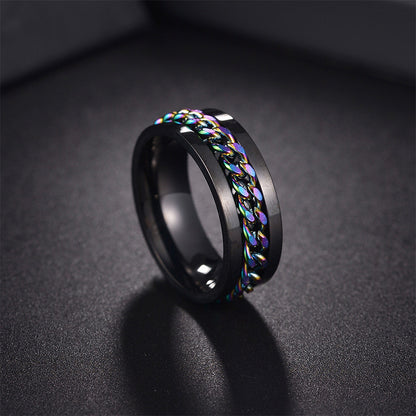 2026 Amazon European and American New Style Cool Titanium Steel Couple's High-Quality Rotating Stress-Relief Punk Ring Supply Source - image 3