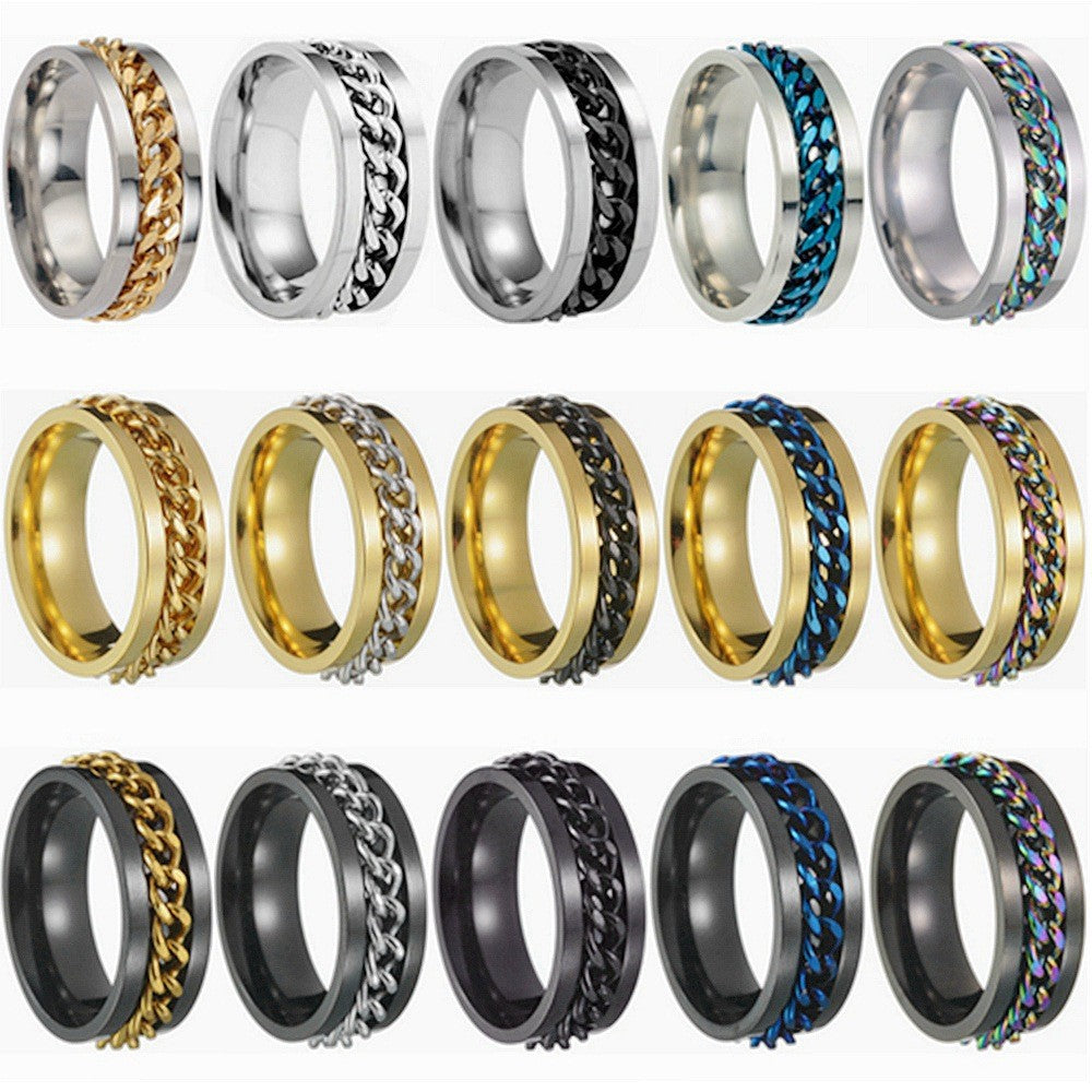 2026 Amazon European and American New Style Cool Titanium Steel Couple's High-Quality Rotating Stress-Relief Punk Ring Supply Source - image 5