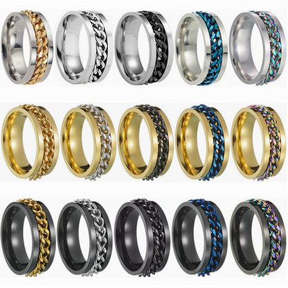 2026 Amazon European and American New Style Cool Titanium Steel Couple's High-Quality Rotating Stress-Relief Punk Ring Supply Source - image 5