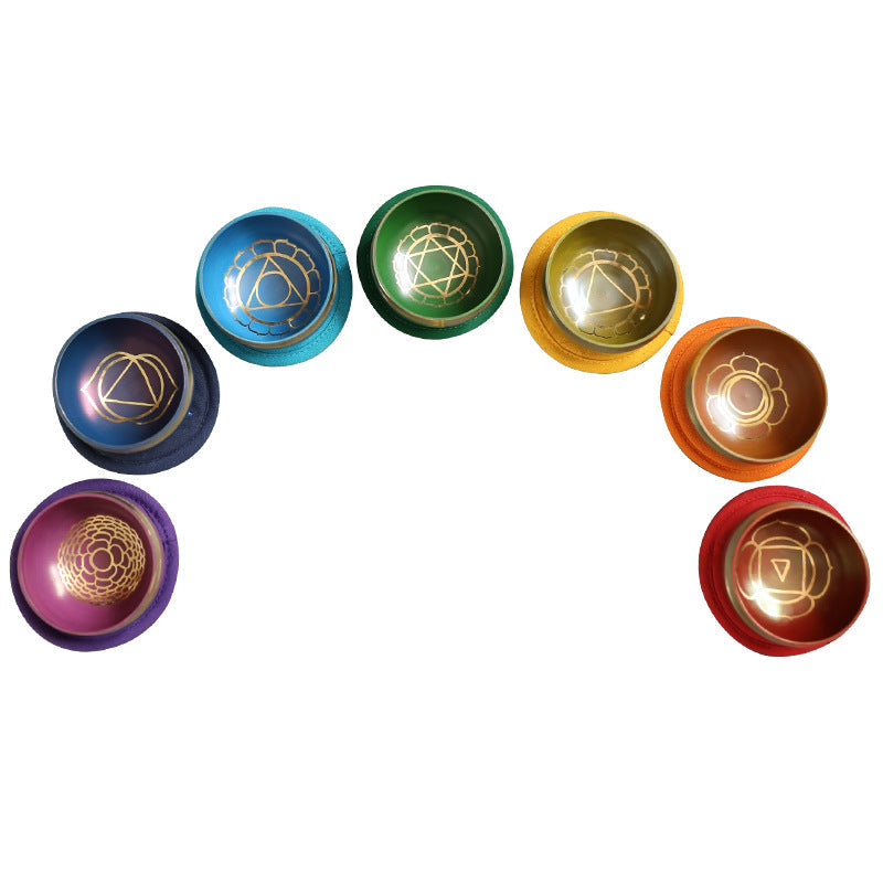 Wholesale Nepalese Handmade Buddha Sound Bowl Yoga Meditation Singing Bowl Seven Sets of Bowl Seven-Color Bowl Colorful Bowl Ear Picking Healing - image 5