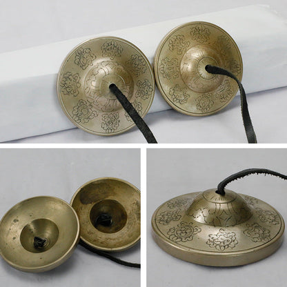 Nepal Bolt Bronze Ding Xia Jixiang Eight Treasures Carved Bolt Yoga Hall Meditation Niche Musical Instruments 8cm - image 4