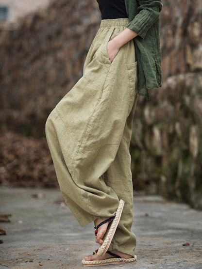 26 Autumn Cotton and Linen Women's New Fashion Ramie Sand-Washed Vintage Loose Lantern Pants for Meditation and Tai Chi Long Pants - image 3