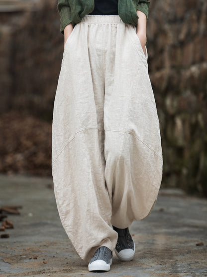 26 Autumn Cotton and Linen Women's New Fashion Ramie Sand-Washed Vintage Loose Lantern Pants for Meditation and Tai Chi Long Pants - image 4