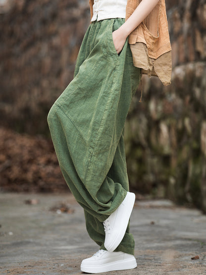 26 Autumn Cotton and Linen Women's New Fashion Ramie Sand-Washed Vintage Loose Lantern Pants for Meditation and Tai Chi Long Pants - image 5