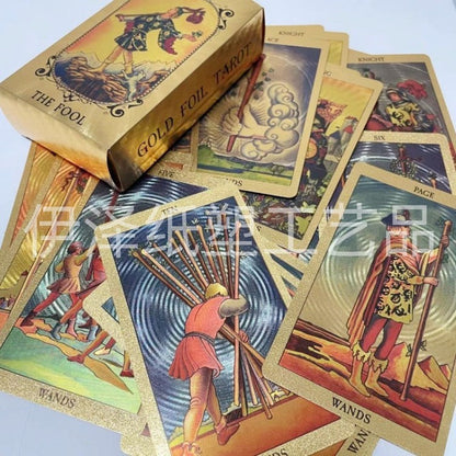 Gold foil tarot cross-border in stock wholesale full set of color printing tarot plastic waterproof tarot board game manual - image 1