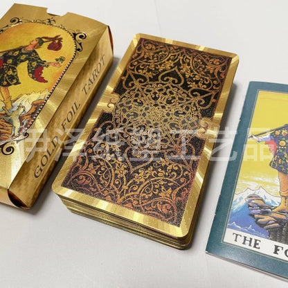 Gold foil tarot cross-border in stock wholesale full set of color printing tarot plastic waterproof tarot board game manual - image 3