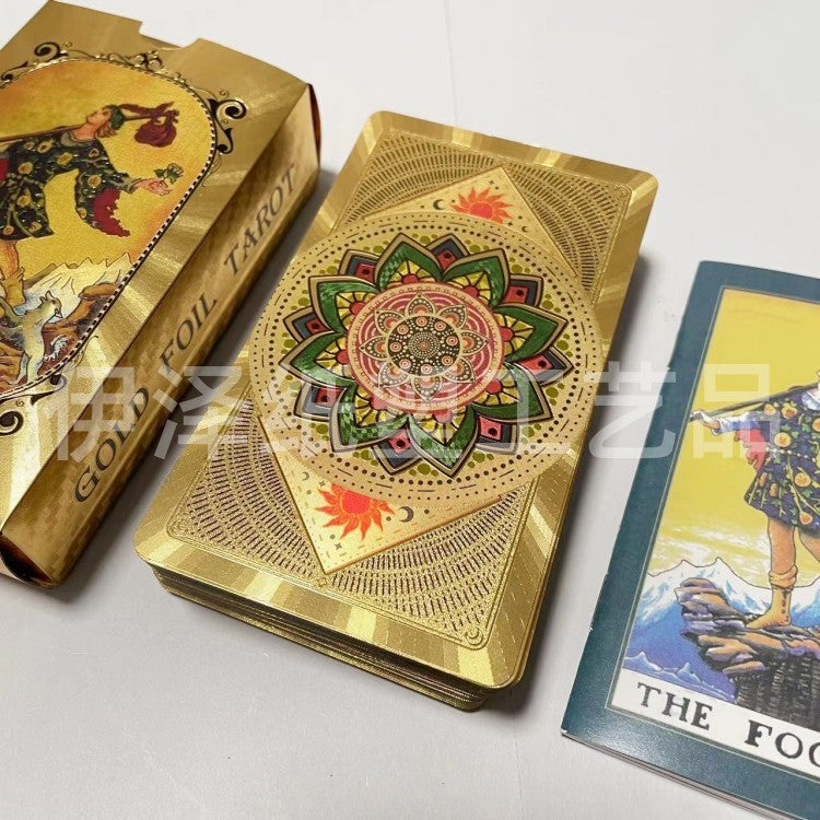 Gold foil tarot cross-border in stock wholesale full set of color printing tarot plastic waterproof tarot board game manual - image 4
