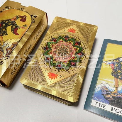 Gold foil tarot cross-border in stock wholesale full set of color printing tarot plastic waterproof tarot board game manual - image 4