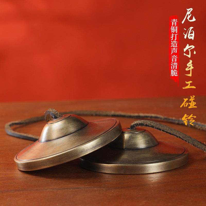 Ring Bells Nepal Handmade Bronze Ring Bells Ring Cymbals Box Tone Therapy Yoga Meditation Ding Xia Sound Crisp Bell - image 1