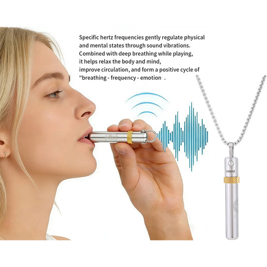 528 Hz Frequency Vedic Sound Stress-Relief Necklace, Rotating Meditation Anxiety-Relief Stainless Steel Jewelry, Sound Flute Music Pendant - image 1